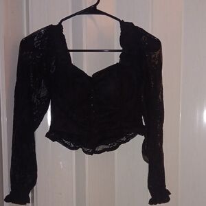 Almost Famous Black Lacy Top